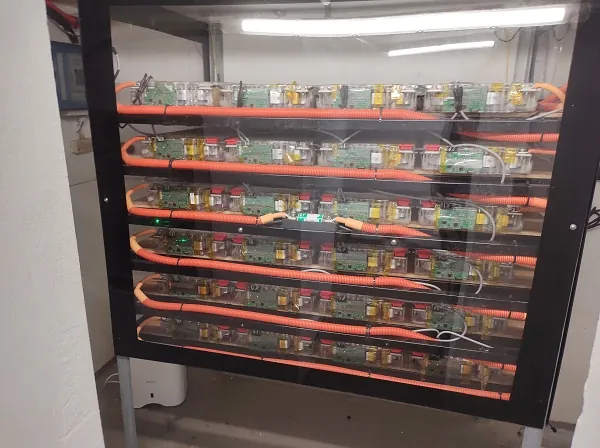 Rack of second-life battery modules